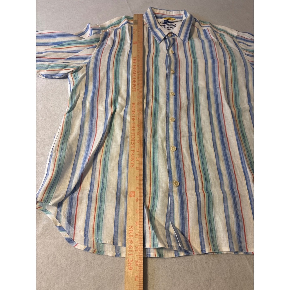 Tommy Bahama Relax Mens‎ XL Multicolor Striped 100 % Linen Button Down  shirt - Picture 5 of 16
